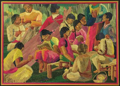 Mexican Village Scene by Mexican School